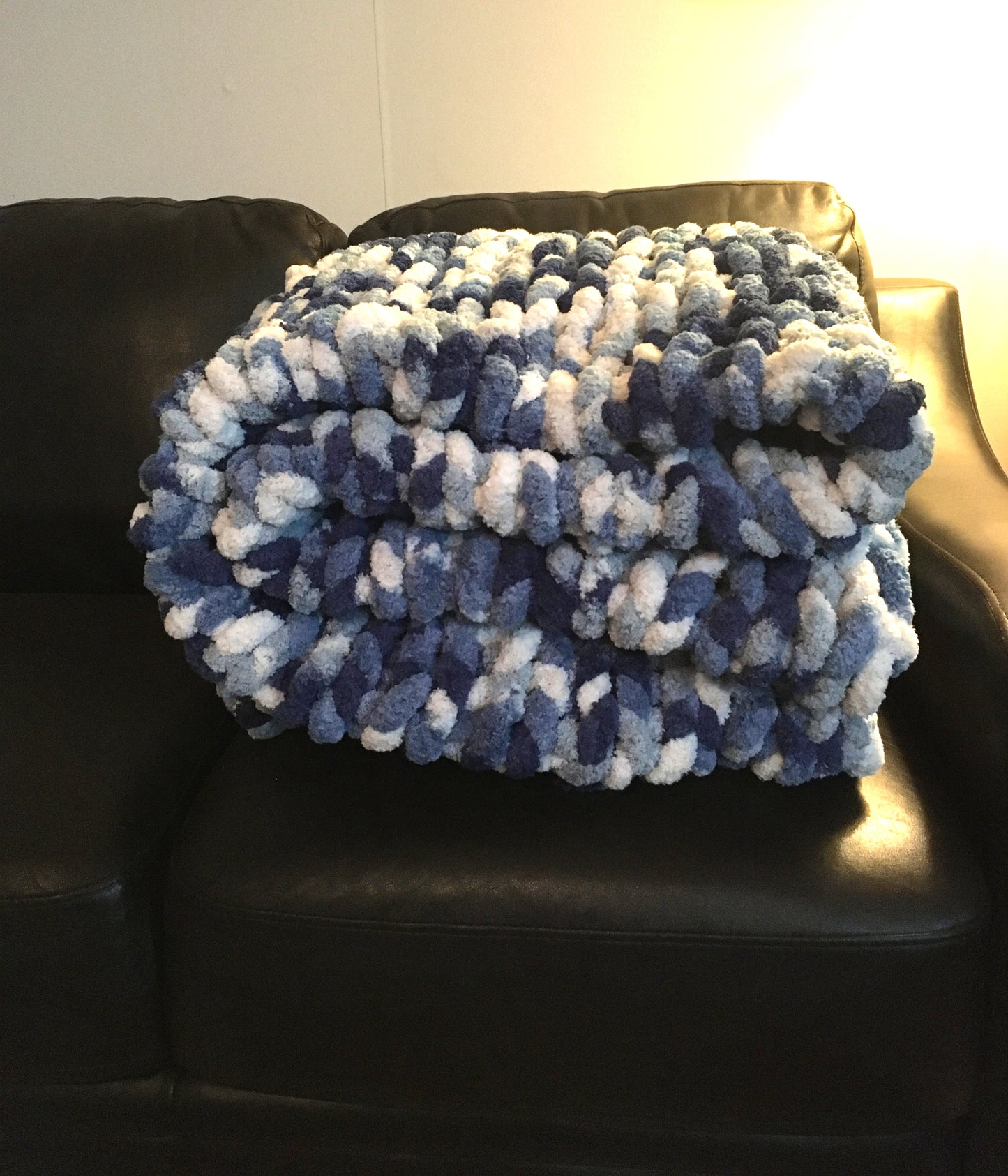 Chunky Hand Knit Blanket – Cozy Winter Throw – Thick & Fluffy – 60"x70" – Farmhouse Cottage Style