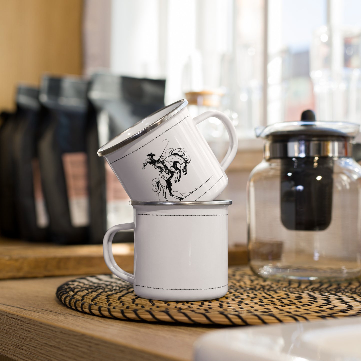 Bucking Horse Enamel Mug